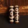 Triple-eye Dzi Bead – Handmade Nine-Eyed Dzi Pendant, Energy Amulet, Unisex, Adjustable Cord